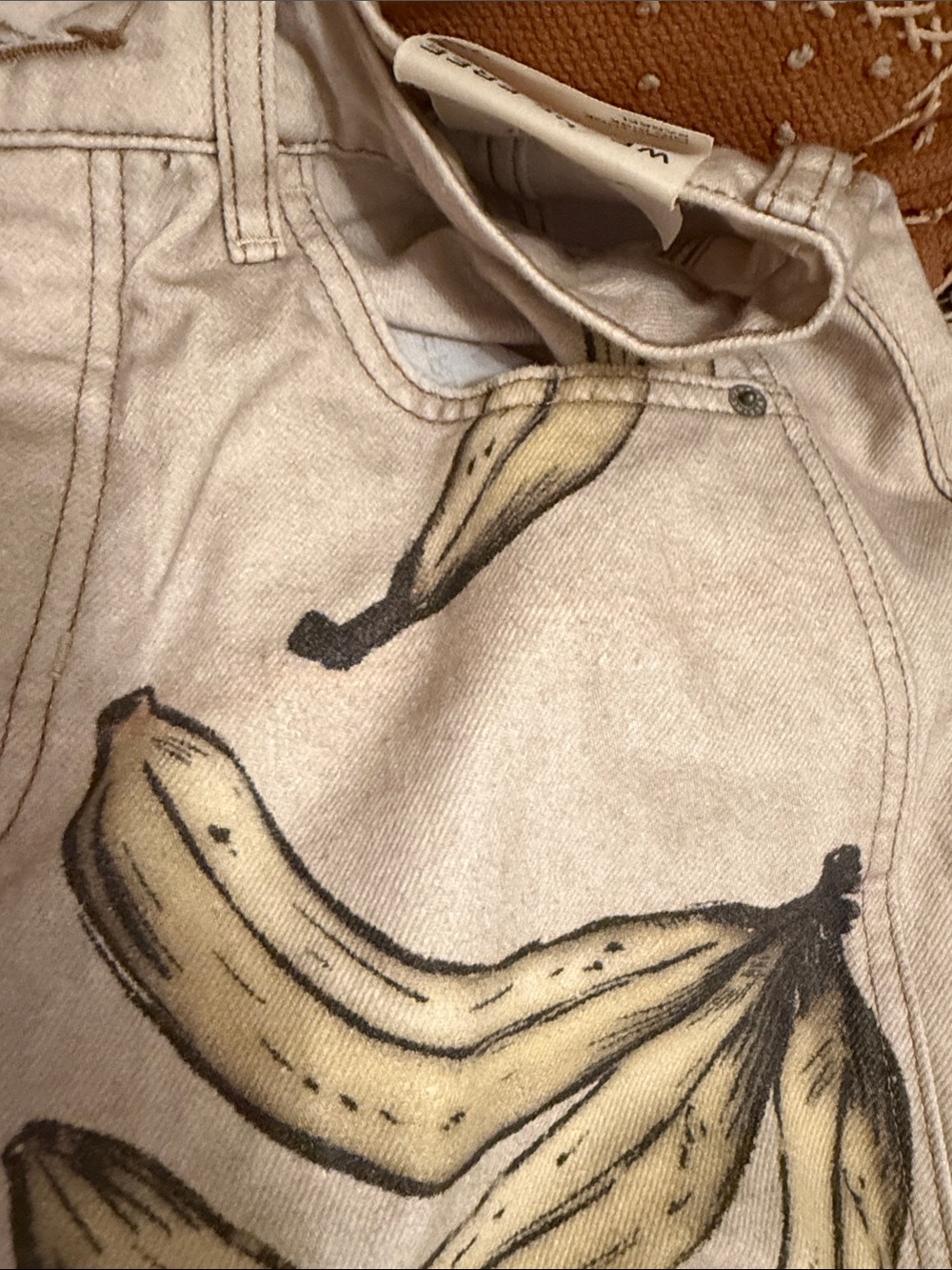 NWT We The Free Good Luck Printed Barrel Jeans in Go Bananas *view description* - Picture 4 of 6